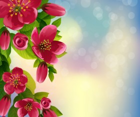 Beautiful red flower vector background 02