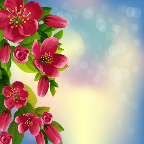 Beautiful red flower vector background 02
