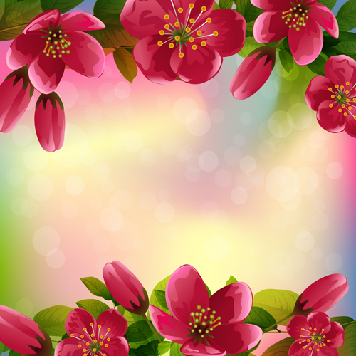 Beautiful red flower vector background 03