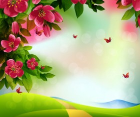 Beautiful red flower vector background 05