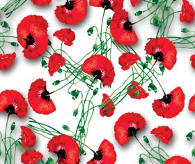 Beautiful red flower vector seamless pattern