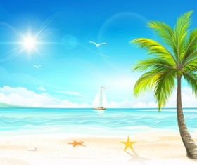 Beautiful tropical island landscape vector 01