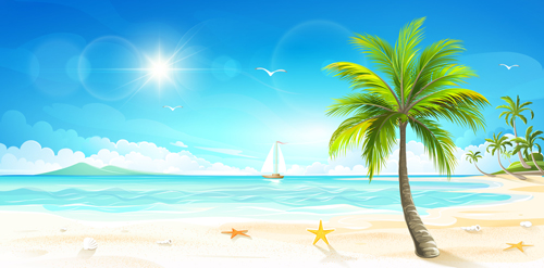 Beautiful Tropical Island Landscape Vector 01 Free Download