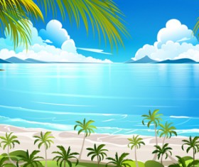 Beautiful tropical island landscape vector 03