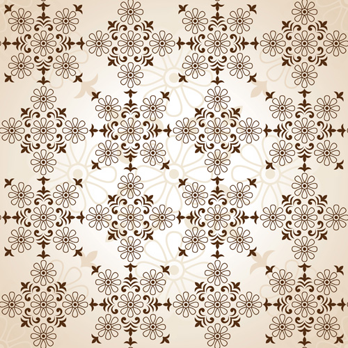 Beige floral seamless pattern vectors 02