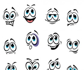 Big eye with face emoticons icons set