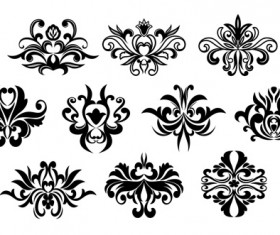 Black floral ornaments decorative vector