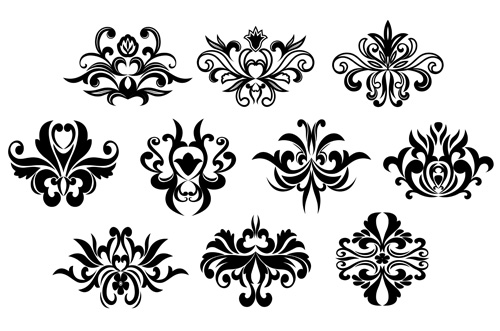 Black floral ornaments decorative vector