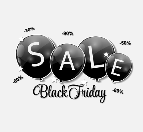 Black friday discounts background with balloon vector