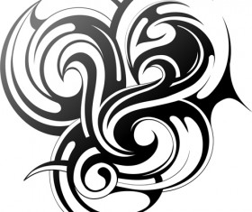 Black tattoos ornaments design vector set 04