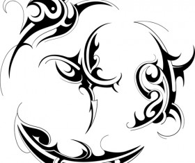 Black tattoos ornaments design vector set 05