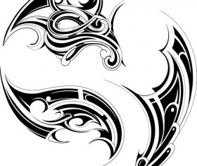 Black tattoos ornaments design vector set 10