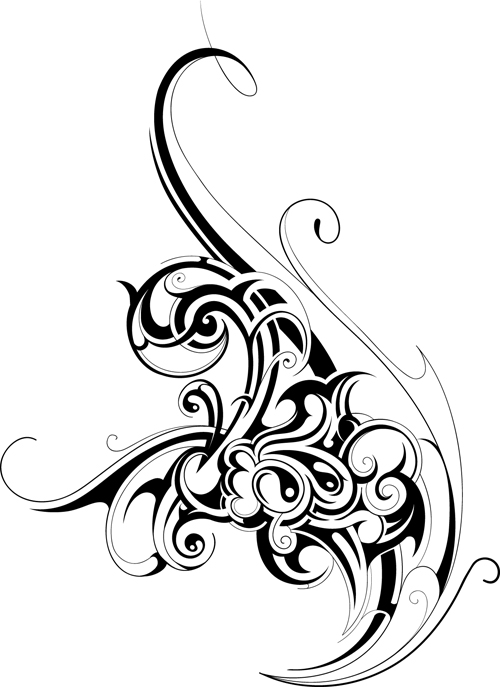 Black tattoos ornaments design vector set 11