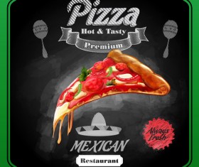 Blackboard with pizza menu vector graphic 02