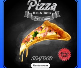 Blackboard with pizza menu vector graphic 03