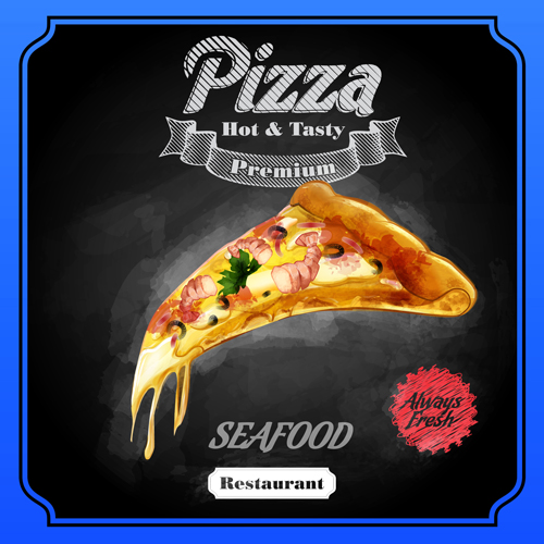 Blackboard with pizza menu vector graphic 03
