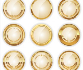 Blank golden texture badge vector 01