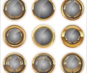 Blank golden texture badge vector 02