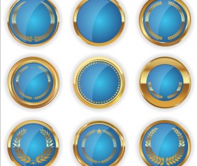 Blank golden texture badge vector 03