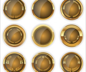 Blank golden texture badge vector 04