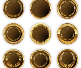 Blank golden texture badge vector 05