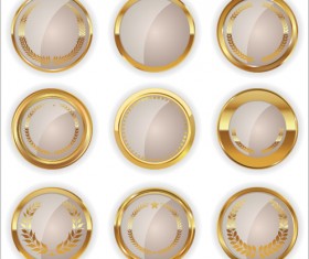 Blank golden texture badge vector 06