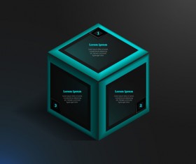 Blue cube infographic black vector 01