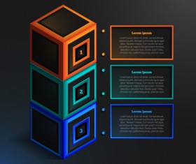 Blue cube infographic black vector 03