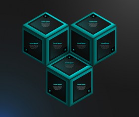 Blue cube infographic black vector 05