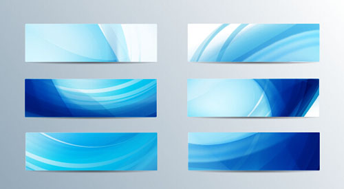Blue curves abstract banners vector 01