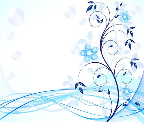 Blue floral abstract vector background 02