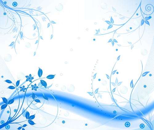 Blue floral abstract vector background 03 free download