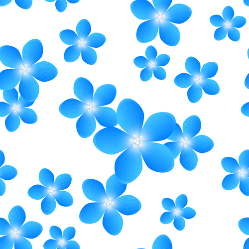 Blue flowers seamless pattern vector 01