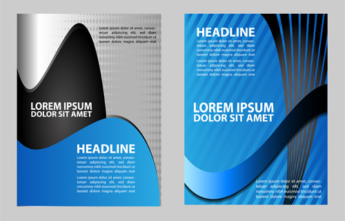 Blue flyer cover design graphics vector 01