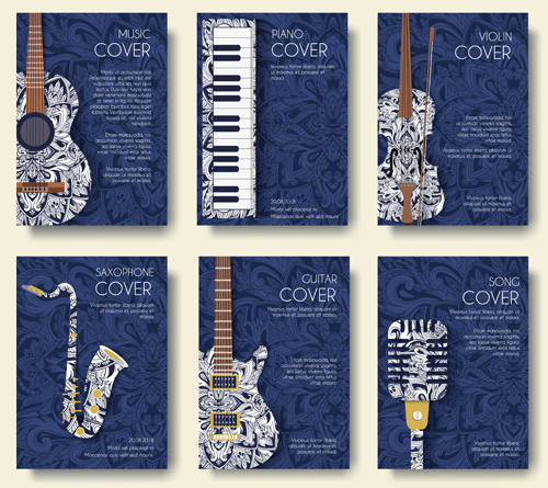 Blue styles music cover vector