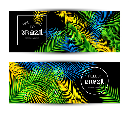 Brazil tropical paradise vector banners 02