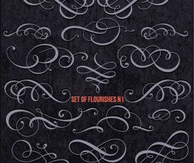 Calligrapic classical ornaments set vector 09