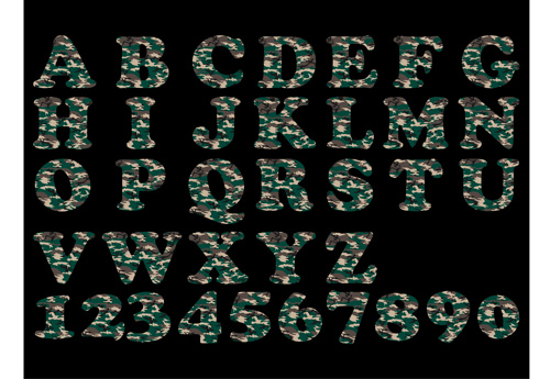Camouflage alphabets fonts vector 01