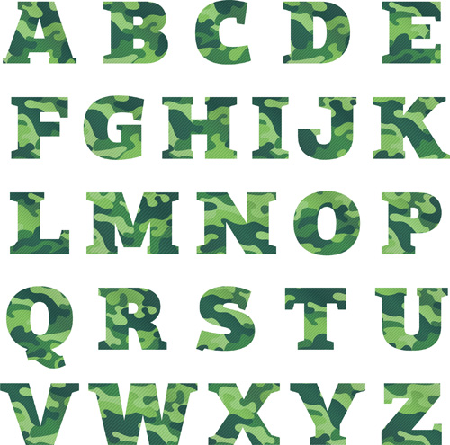 Camouflage alphabets fonts vector 02