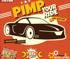 Car service poster vintage vectors 01