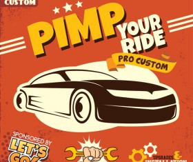 Car service poster vintage vectors 02