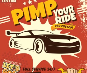 Car service poster vintage vectors 04