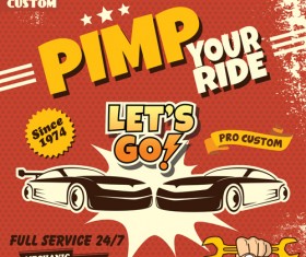 Car service poster vintage vectors 05