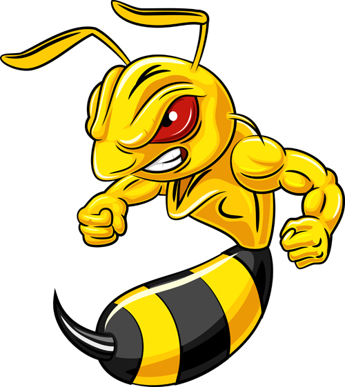 Cartoon angry bee vector illustration 01