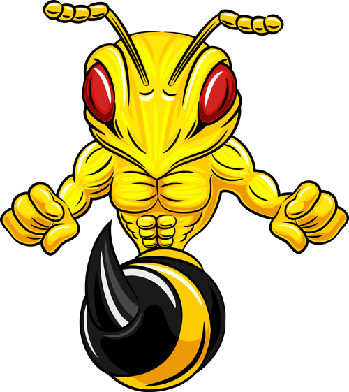 Cartoon angry bee vector illustration 02 free download