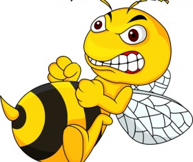 Cartoon angry bee vector illustration 04