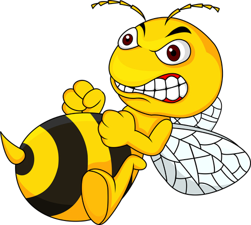 Cartoon angry bee vector illustration 04