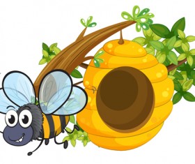 Cartoon bee and beehive vector material 02