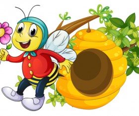 Cartoon bee and beehive vector material 03