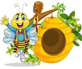 Cartoon bee and beehive vector material 04